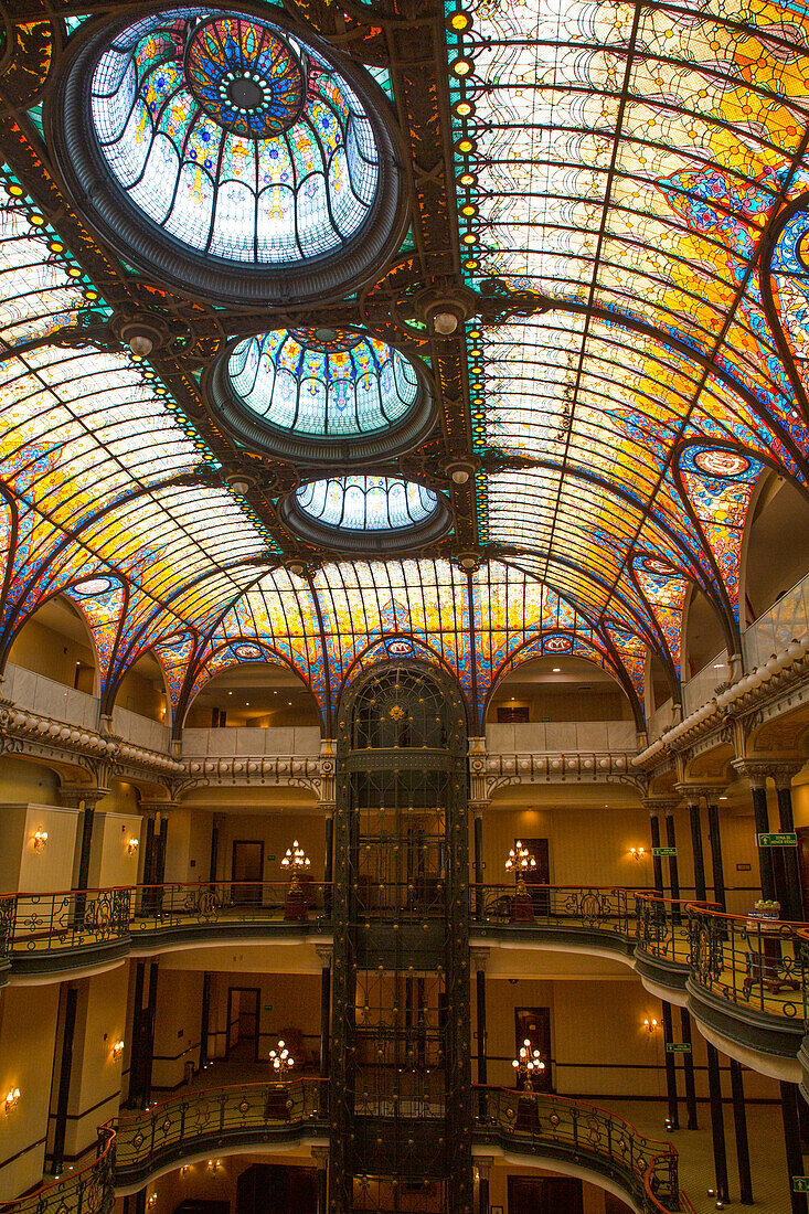 Tiffany Glass Ceiling, Gran Hotel, Mexico City, Mexico, North America\n