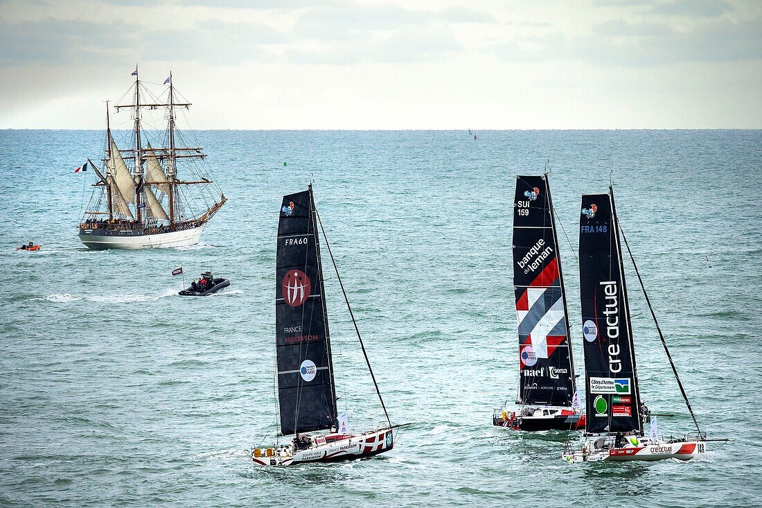 France, Seine Maritime, Le Havre, Transat Jacques Vabre, Boats en route to the start line\n