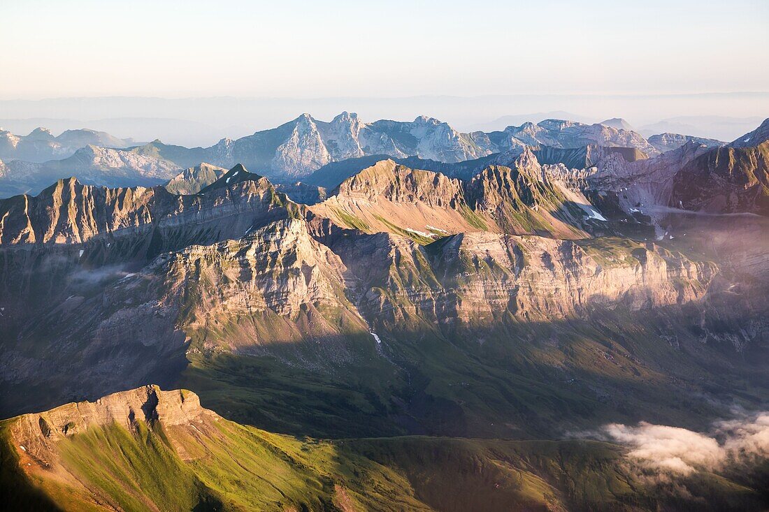 France, Haute Savoie, Aravis massif (aerial view)\n