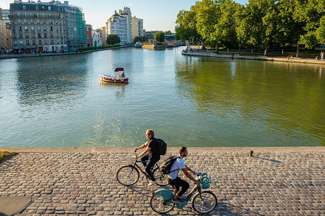 France, Paris, La Villette park, Ourcq canal\n