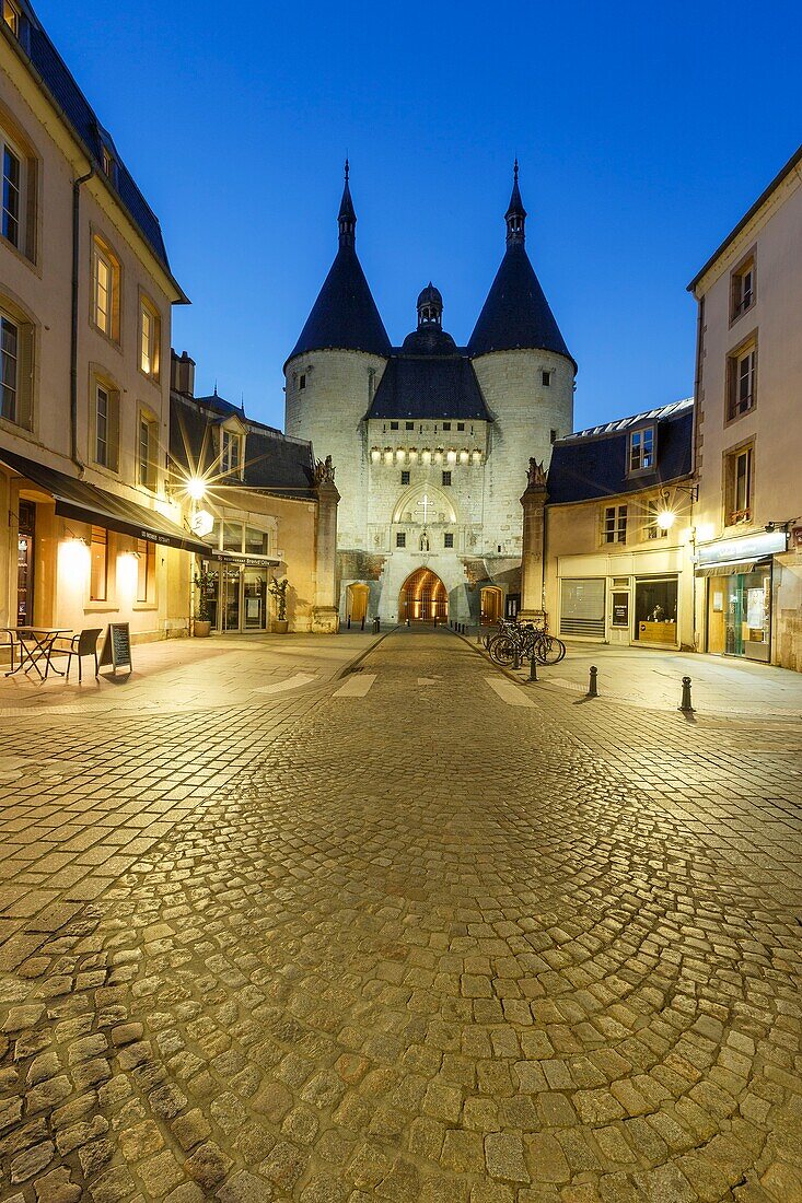 France, Meurthe et Moselle, Nancy, the 14th century Craffe gate built in medieval times from Grande rue (Grande street)\n