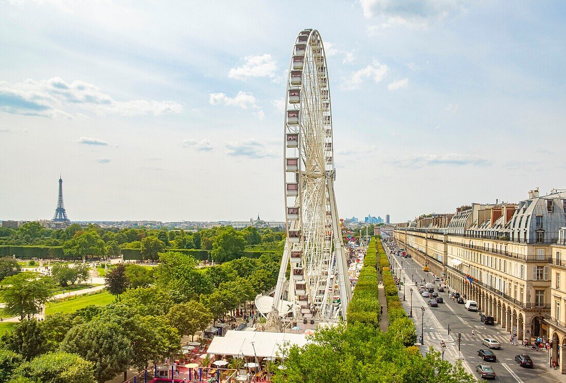 France, Paris, the Tuileries garden and the Big Wheel Fair\n