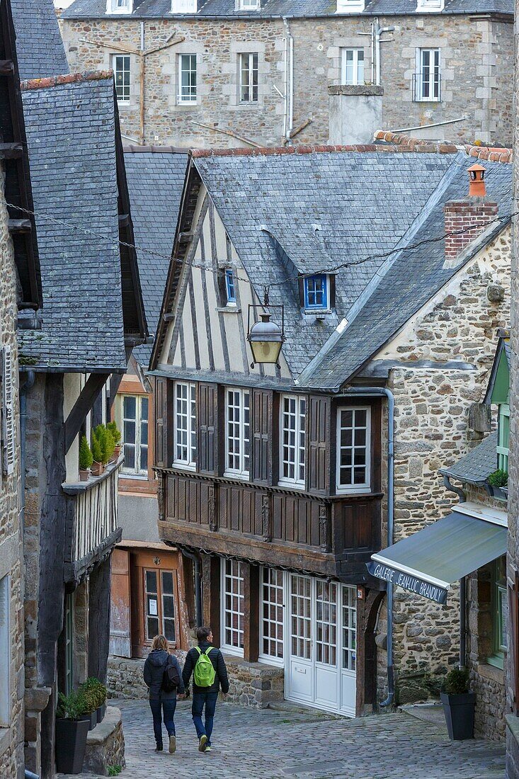 France, Cotes d'Armor, Dinan, stone houses in Rue du Jerzual (Jerzual street)\n
