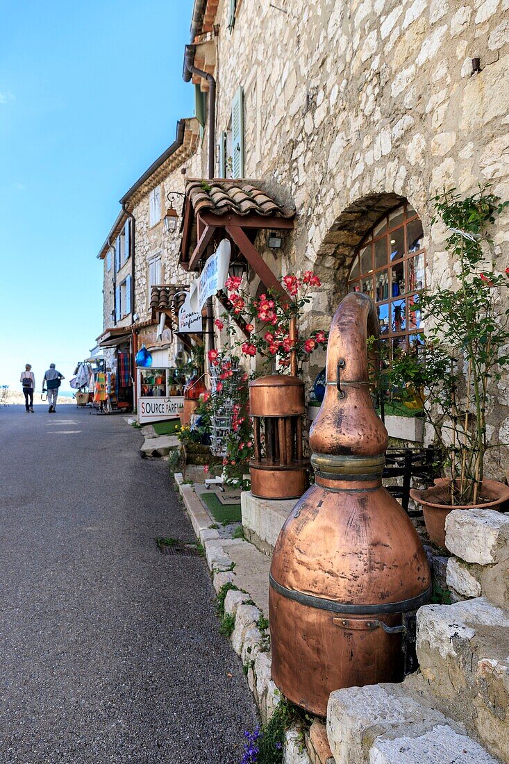 France, Alpes Maritimes, Parc Naturel Regional des Prealpes d'Azur, Gourdon, labeled Les Plus Beaux Villages de France, decorations of the shop La Source Parfumee\n