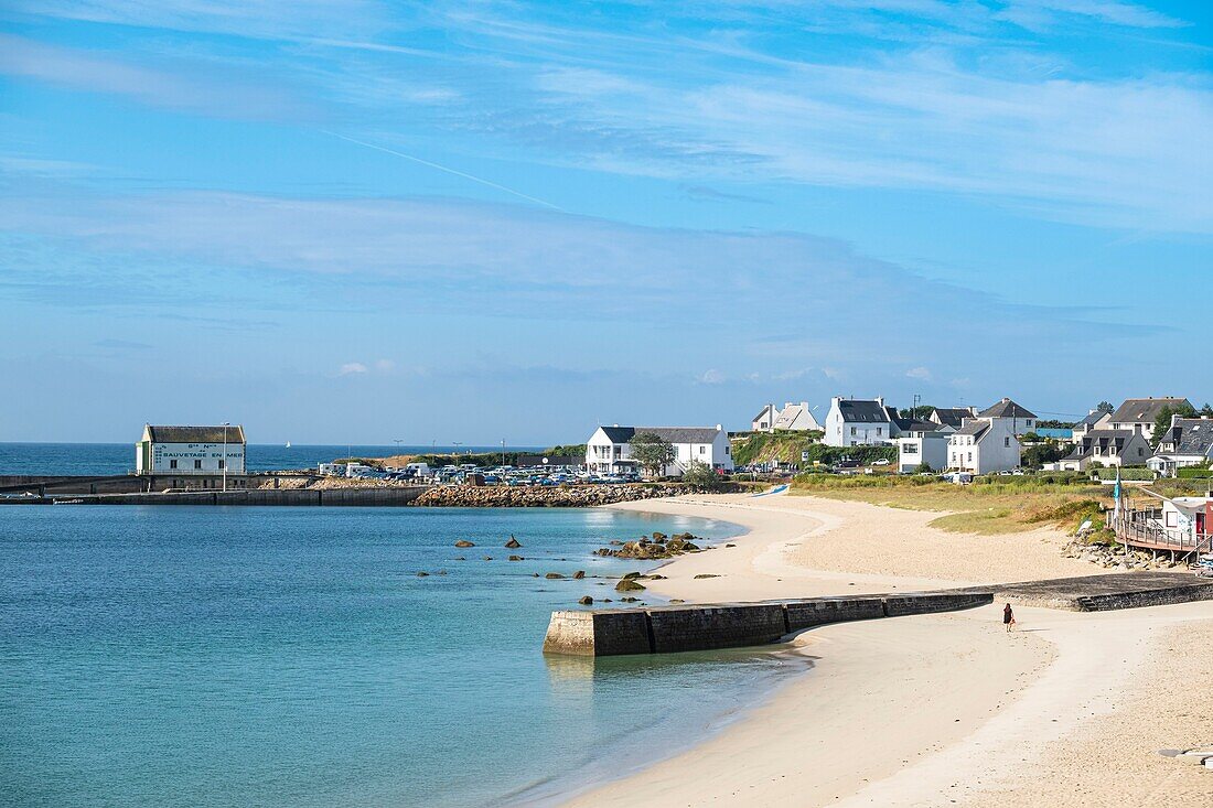 France, Finistere, Esquibien, Sainte Evette beach along the GR 34 hiking trail or customs trail\n