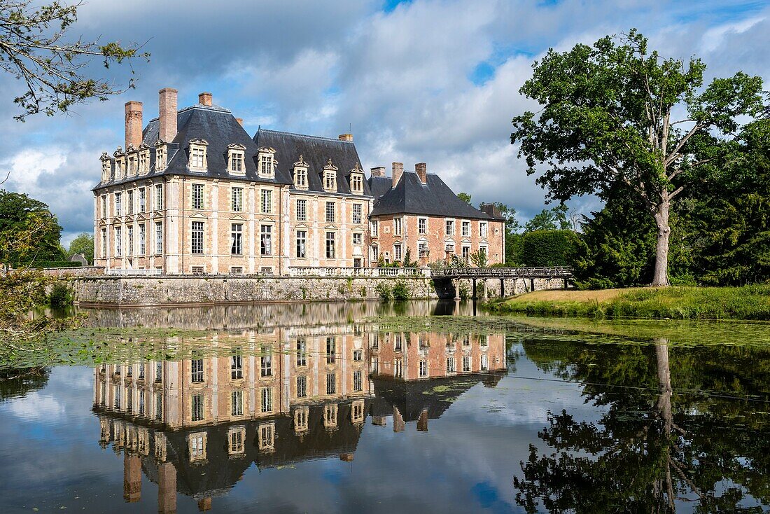 France, Loiret, La Ferte Saint Aubin, La Ferte Castle, lake\n