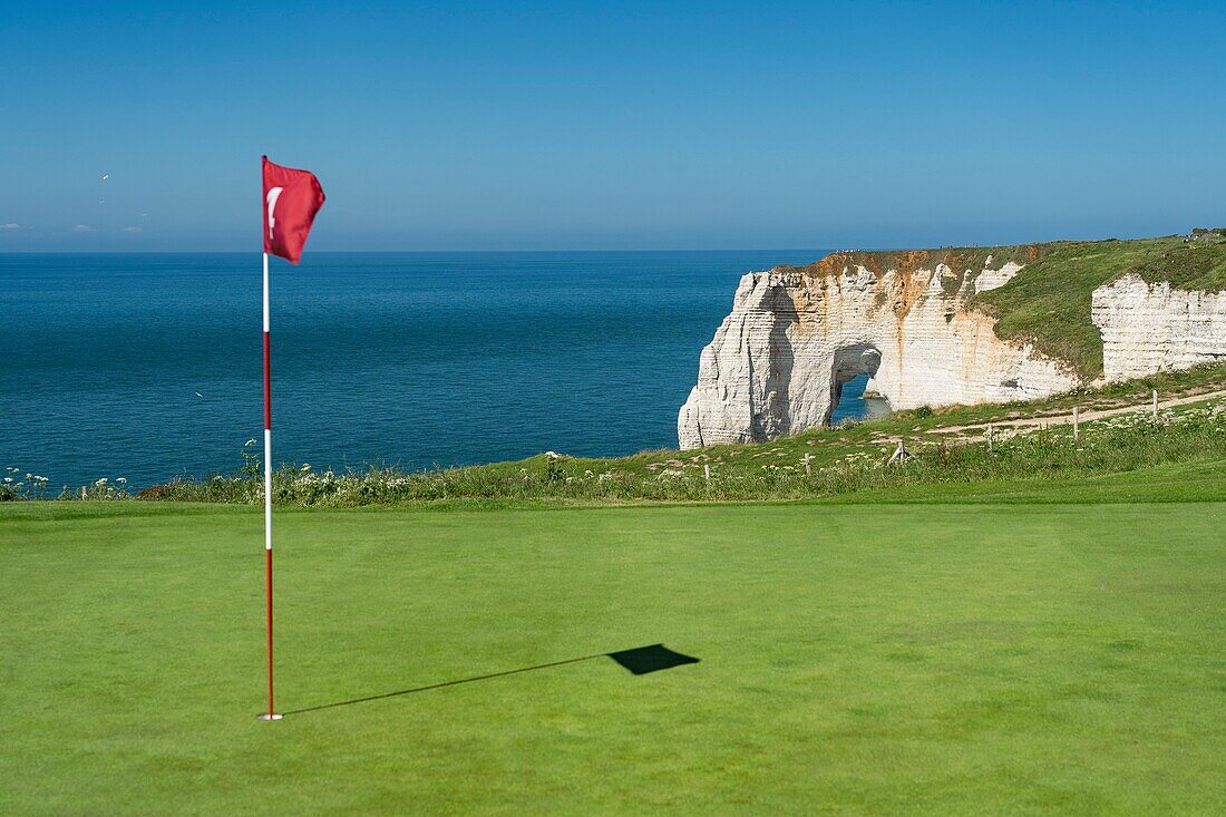 France, Seine Maritime, Etretat, Cote d'Abatre, the golf\n