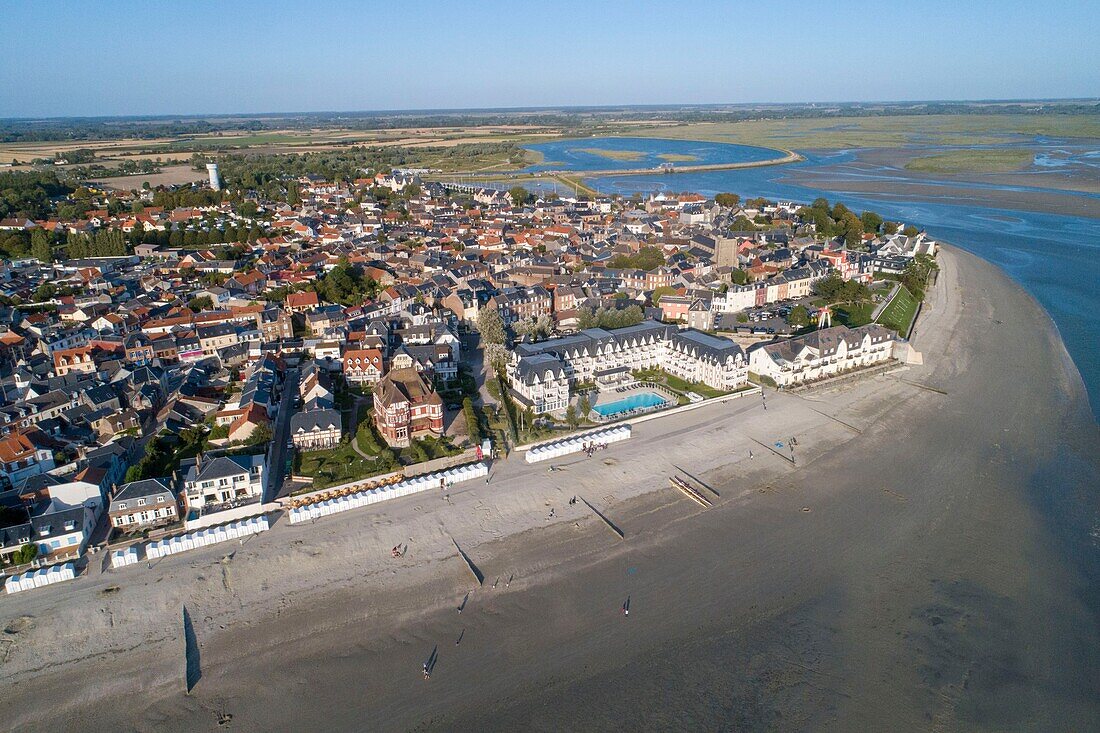 France, Somme, Baie de Somme, Le Crotoy (aerial view)\n