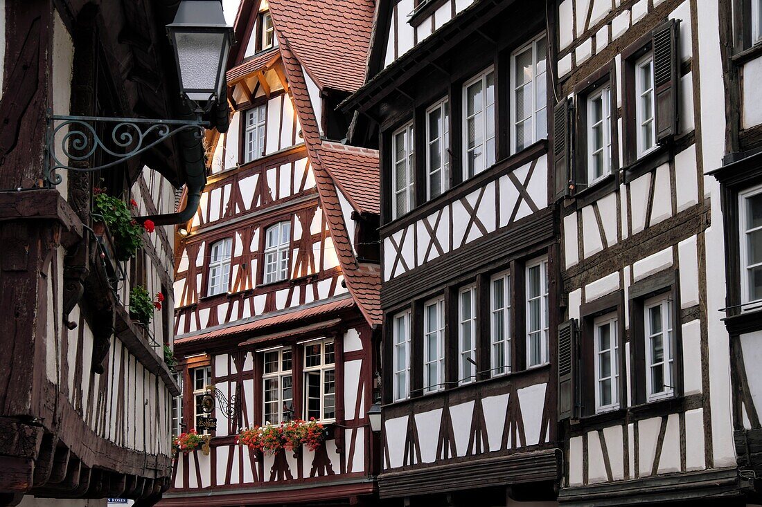 France, Bas Rhin, Strasbourg, old town listed as World Heritage by UNESCO, Rue du Bain aux Plantes, half timbered houses\n