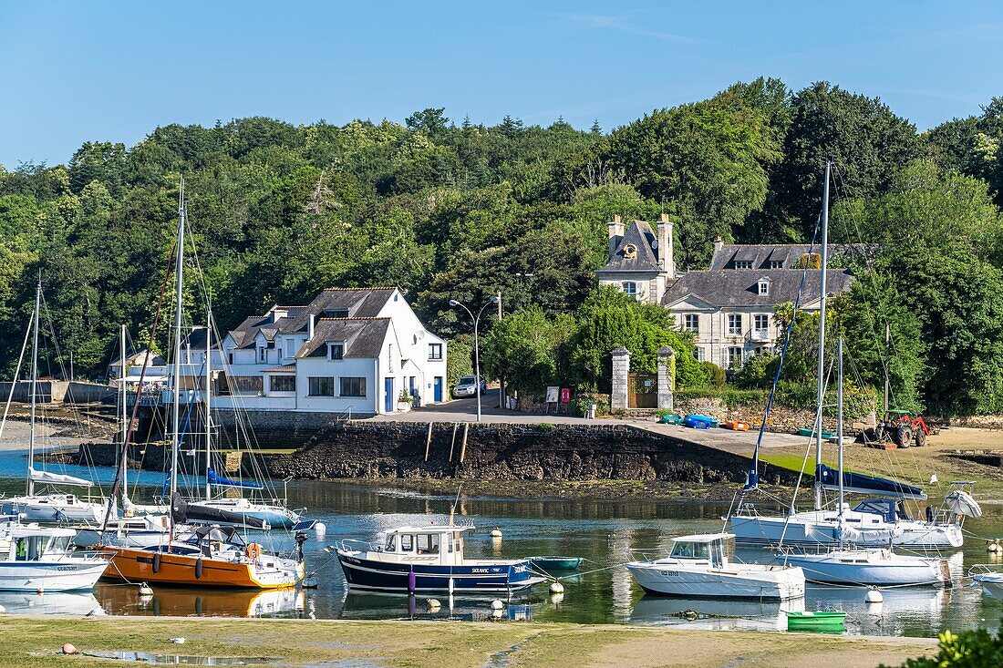 Frankreich, Finistere, Riec-sur-Belon, Hafen Belon am Fluss Belon