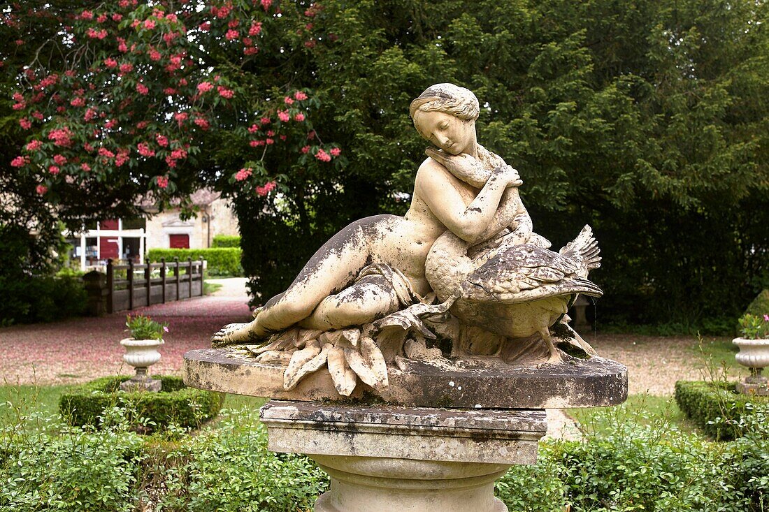 France, Charente Maritime, Dampierre sur Boutonne Castle, Statue of Diktynna Garden\n