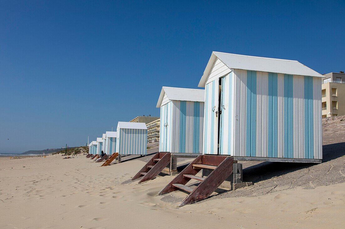 Frankreich, Pas de Calais, Hardelot, Strandhütten auch Hütten genannt