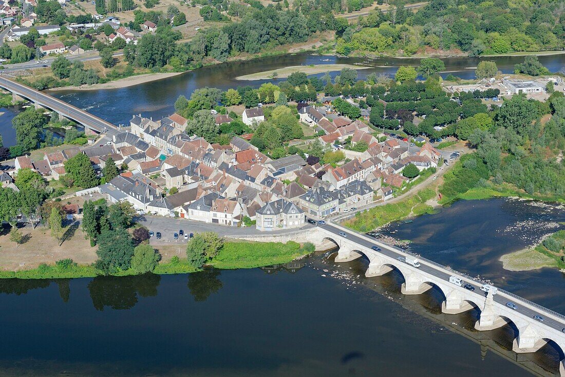 France, Nièvre (58), commune La Charité-sur-Loire in Burgundy-Franche-Comté region (aerial view)\n