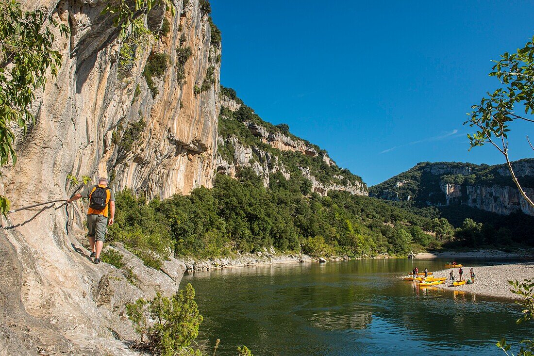 France, Ardeche, Reserve Naturelle des Gorges de l'Ardeche, Labastide de Virac, hiking in the Gorges de l'Ardeche\n