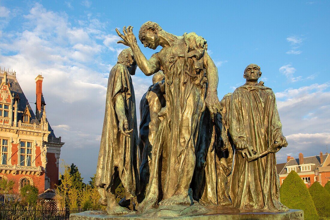 Frankreich, Pas de Calais, Calais, Denkmal für die Bürger von Calais, Bronzestatuen von Auguste Rodin