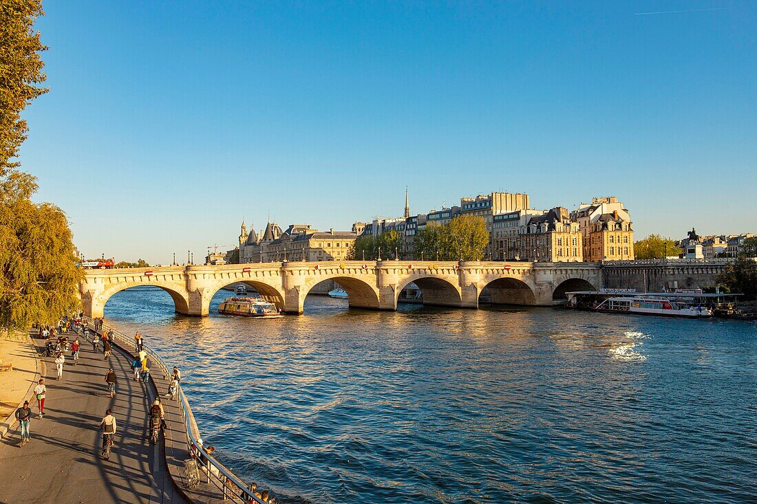 France, Paris, area listed as World Heritage by UNESCO, Ile de la Cite and Pont Neuf\n