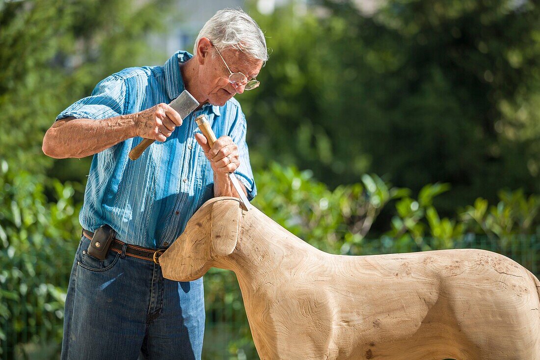 France, Loiret, Loire valley, Couasnon chappel, workshop of a wood carver\n