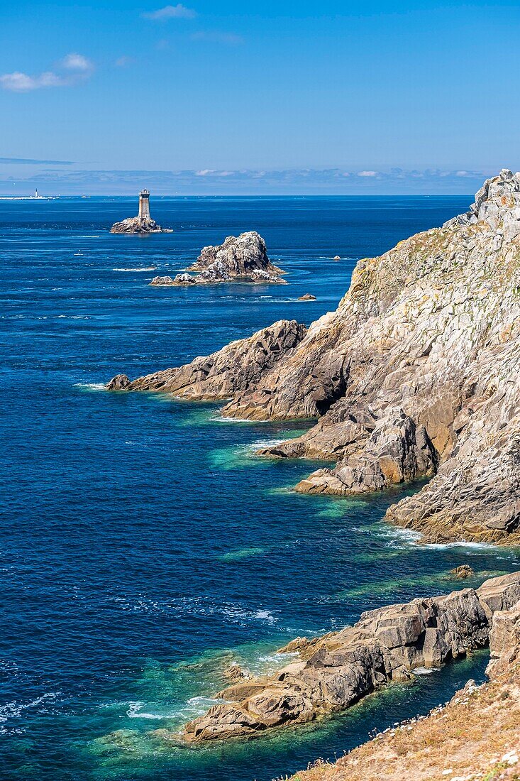 France, Finistere, Plogoff, Pointe du Raz and La Vieille lighthouse\n