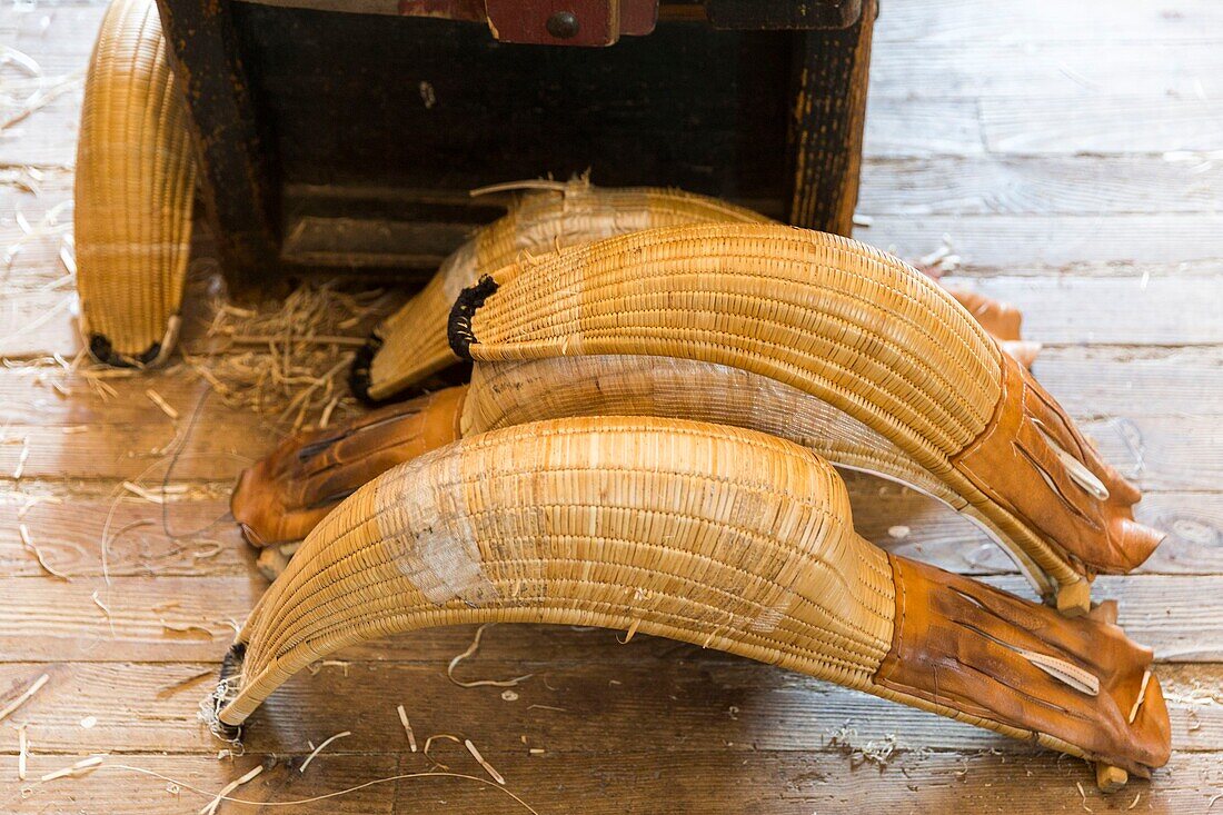 France, Pyrenees Atlantiques, Basque Country, Basque Country, Biarritz, The Gonzales family is the last family to make gloves of cesta punta in France\n