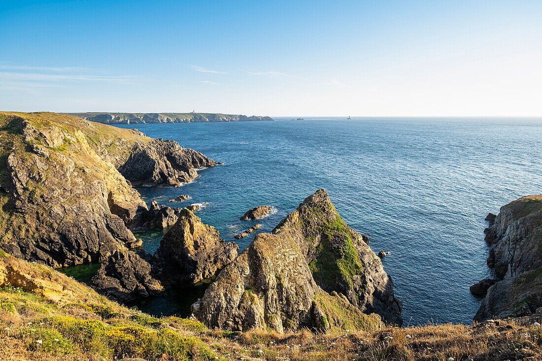 France, Finistere, Cleden-Cap-Sizun, Pointe du Van and Pointe du Raz in the background\n