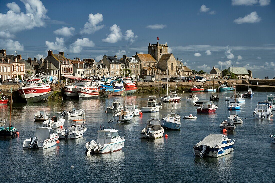 France, Manche, Barfleur, labeled The Most Beautiful Villages of France, fishing port stranding\n