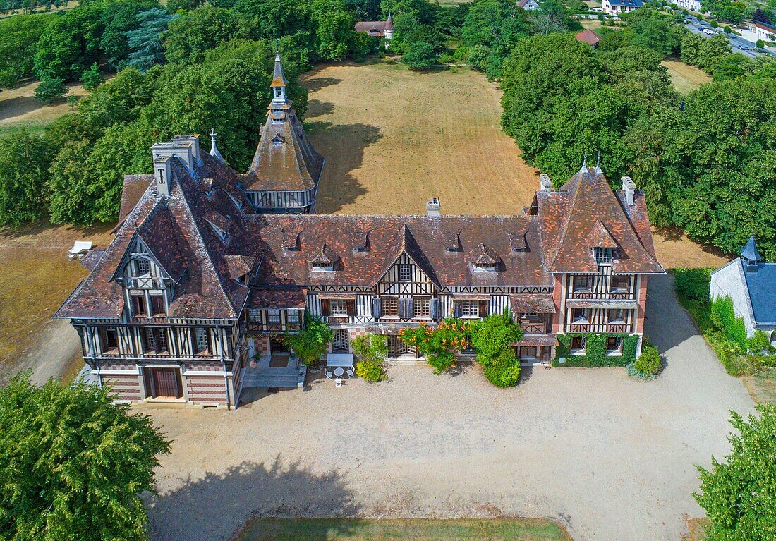 Frankreich, Seine Maritime, Saint Pierre de Manneville, Herrenhaus von Villers (Luftaufnahme)