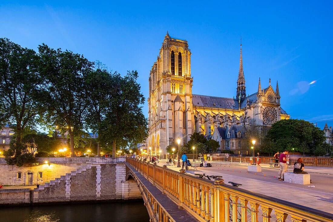 Frankreich, Paris, von der UNESCO zum Weltkulturerbe erklärt, Ile de la Cite, Notre Dame de Paris und Double Bridge