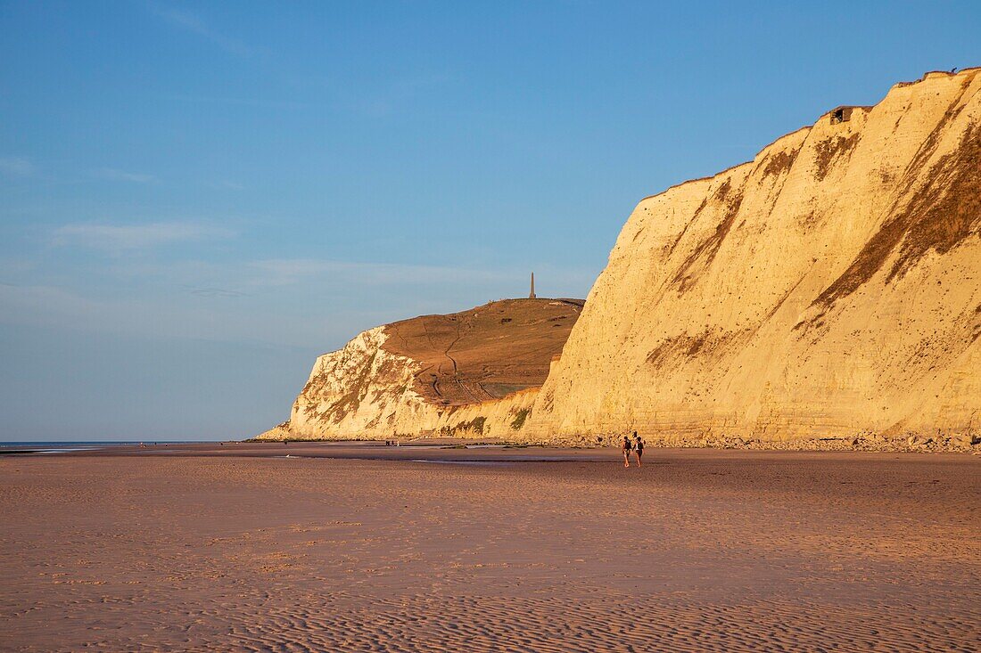 France, Pas de Calais, Cote d'Opale, Parc naturel regional des Caps et Marais d'Opale, Cap Blanc Nez, limestone cliffs\n