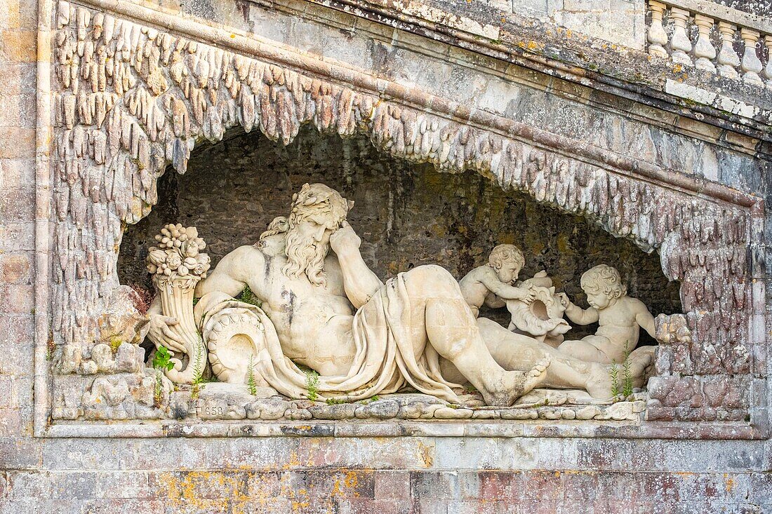 France, Seine et Marne, Maincy, the castle of Vaux le Vicomte, Neptune in the Caves of the Garden\n