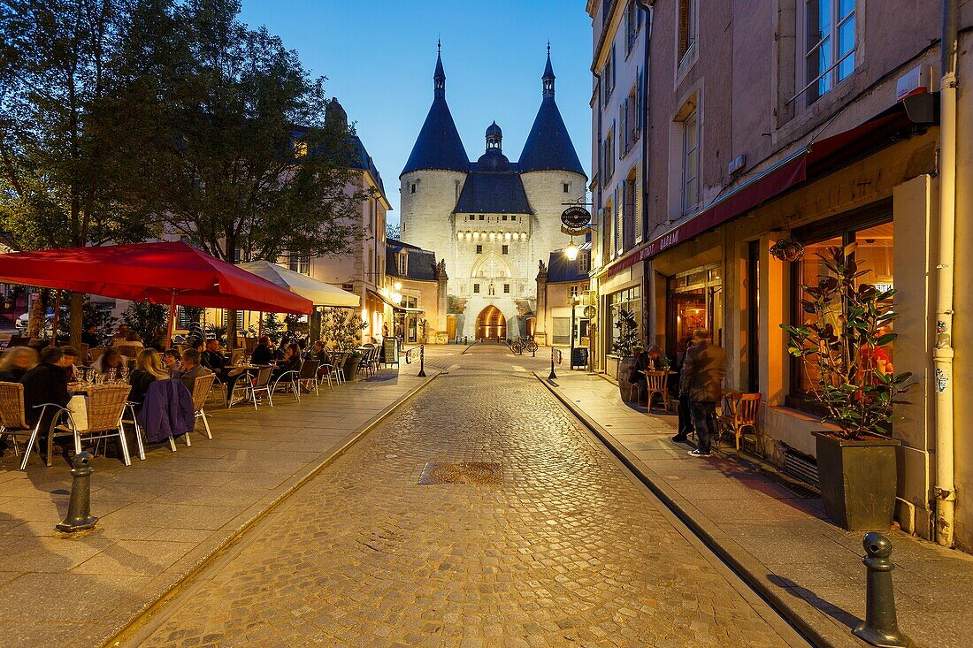 France, Meurthe et Moselle, Nancy, the 14th century Craffe gate built in medieval times from Grande rue (Grande street)\n