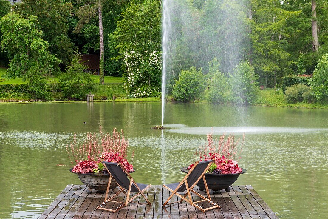 France, Loiret, Orleans, Parc Floral de la Source (Botanical Gardens), lake\n