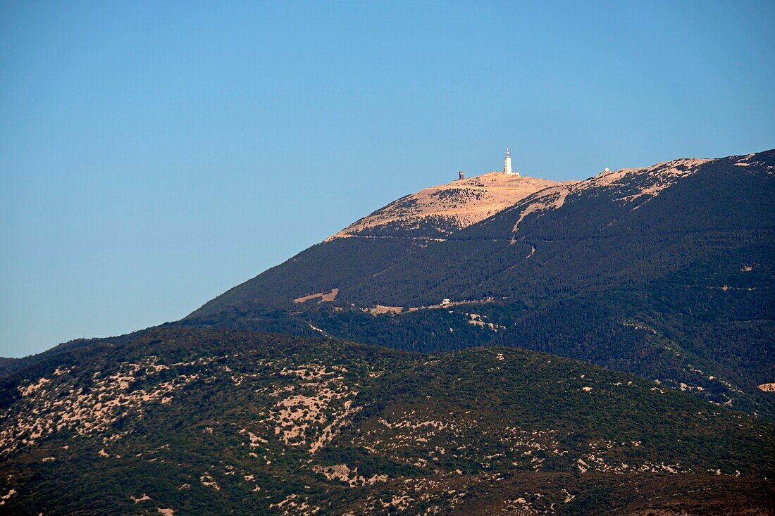 France, Vaucluse, Vaison la Romaine, the upper town, from the 12th century castle dated 12th century of the Counts of Toulouse, view of the Ventoux\n