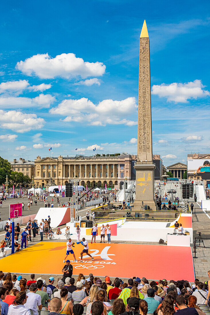 France, Paris, the Place de la Concorde turns into a huge playground on the occasion of the Olympic Day\n