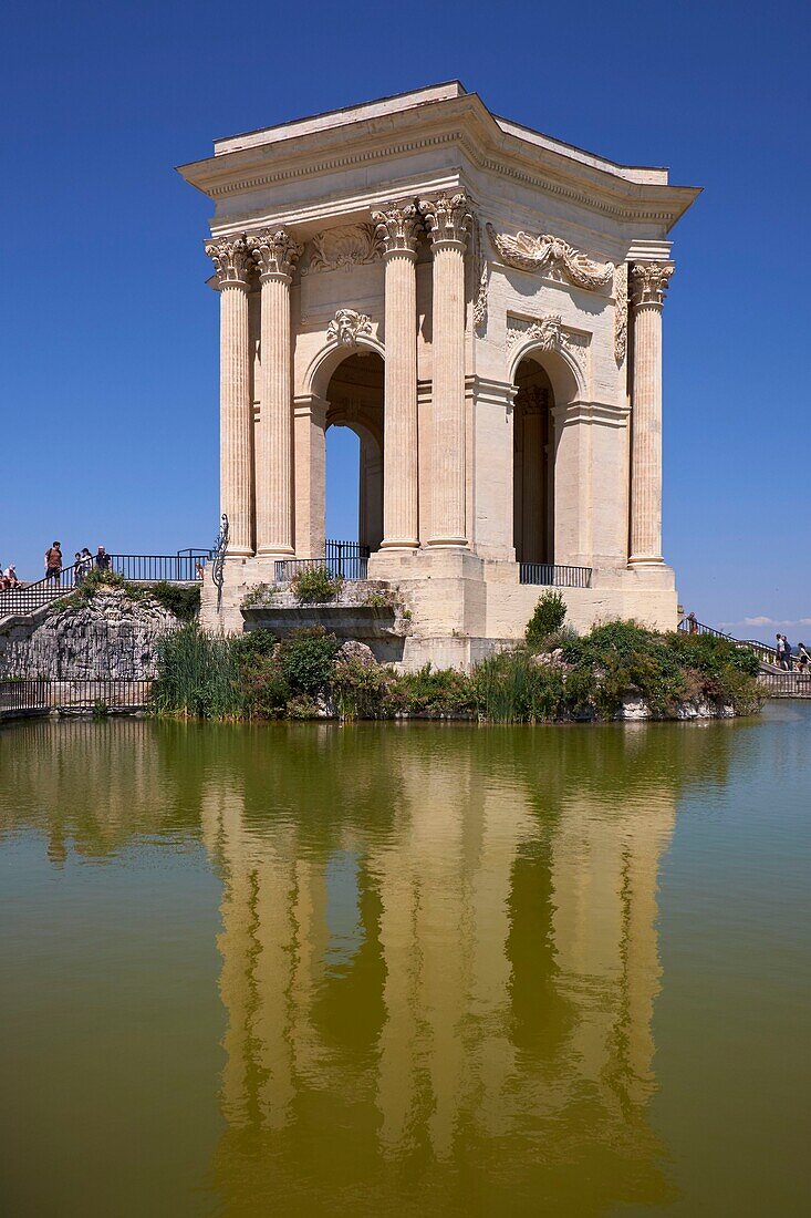 Frankreich, Herault, Montpellier, historisches Zentrum, Platz Royal Peyrou, der von einem monumentalen Wasserturm überragte Stausee ist ein Werk von Giral und Donnat