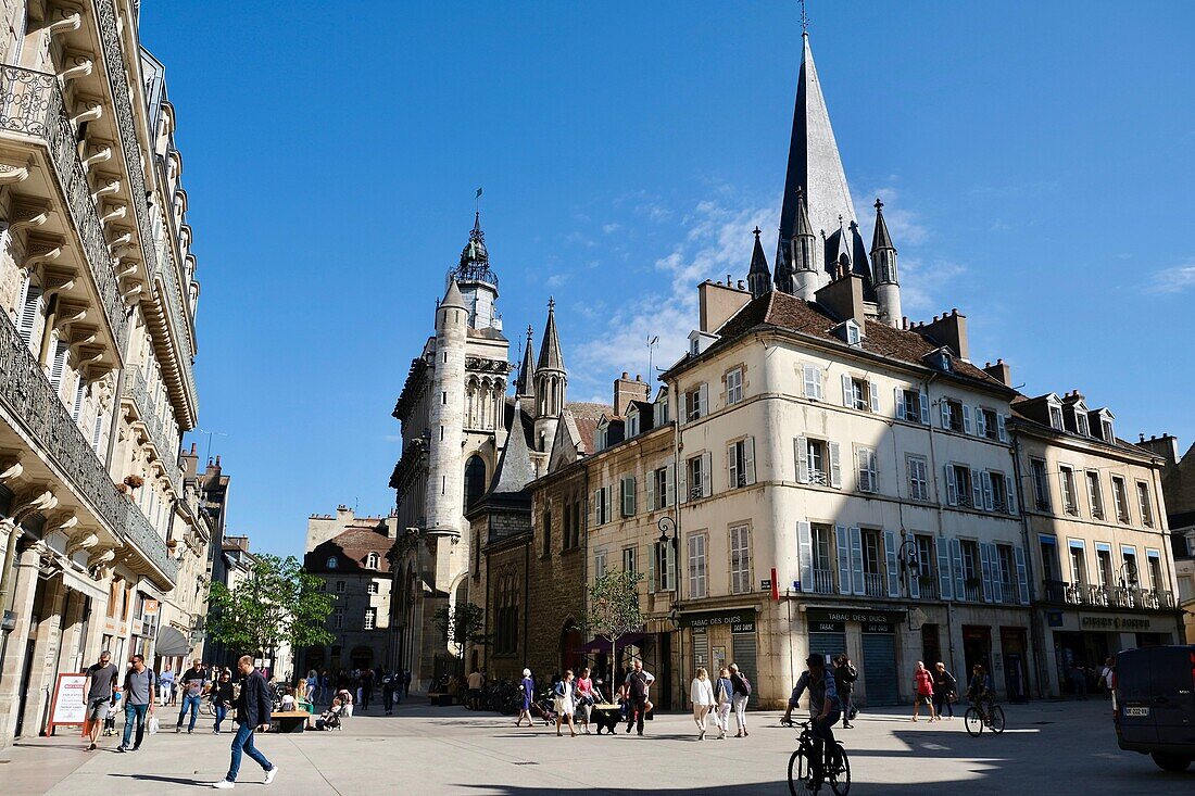 France, Cote d'Or, Dijon, area listed as World Heritage by UNESCO, Notre Dame Square and Notre Dame Church\n