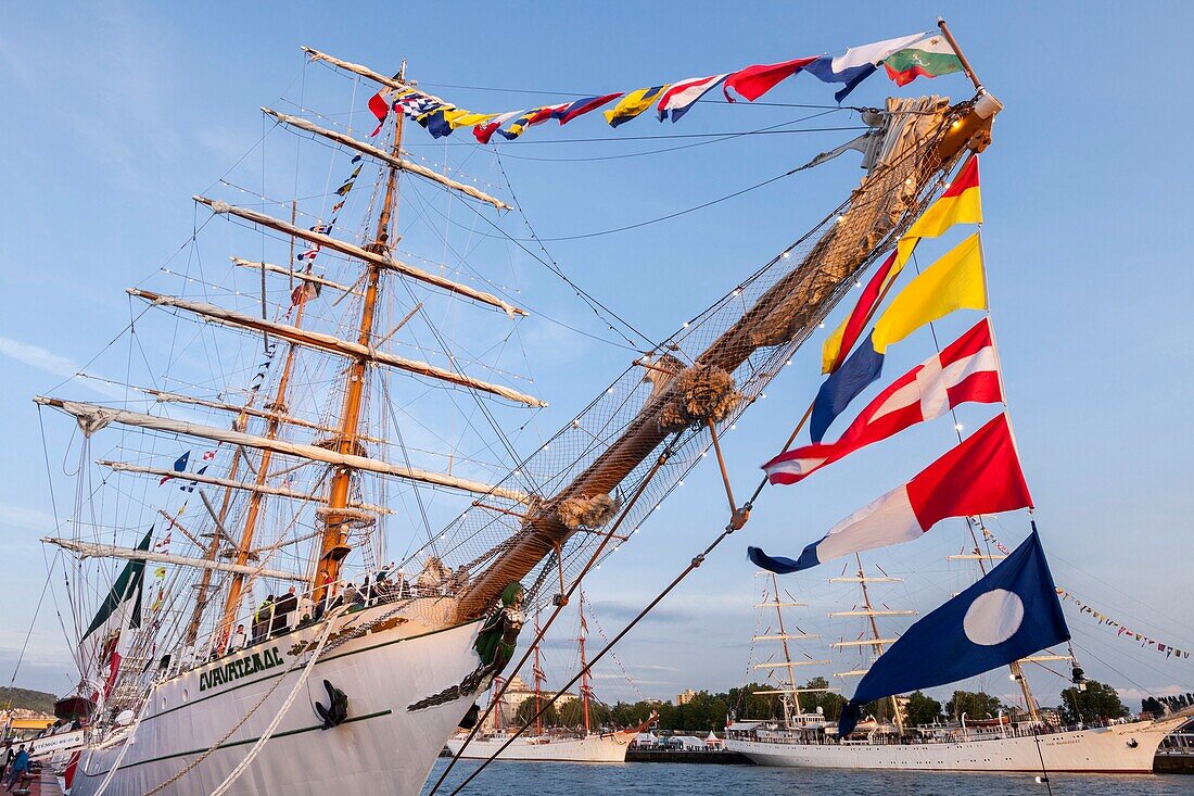 France, Seine Maritime, Rouen, Armada 2019, visitors and moored Cuauhtemoc\n