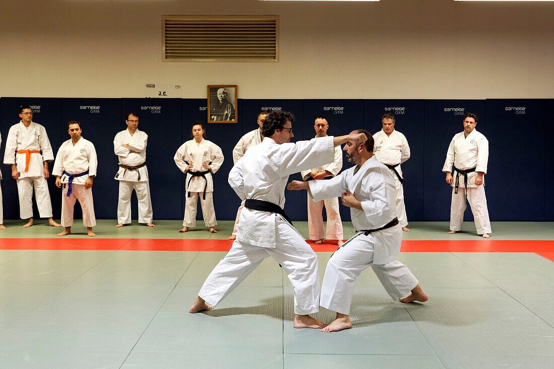 France, Bas Rhin, Strasbourg, La Wantzenau, Budokan 67, Karate section, training\n