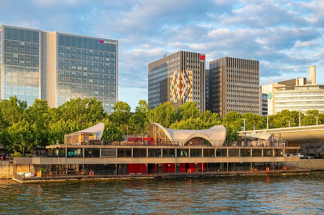 France, Paris, the banks of the Seine, quai de la Rapee, the barge la Concrete\n