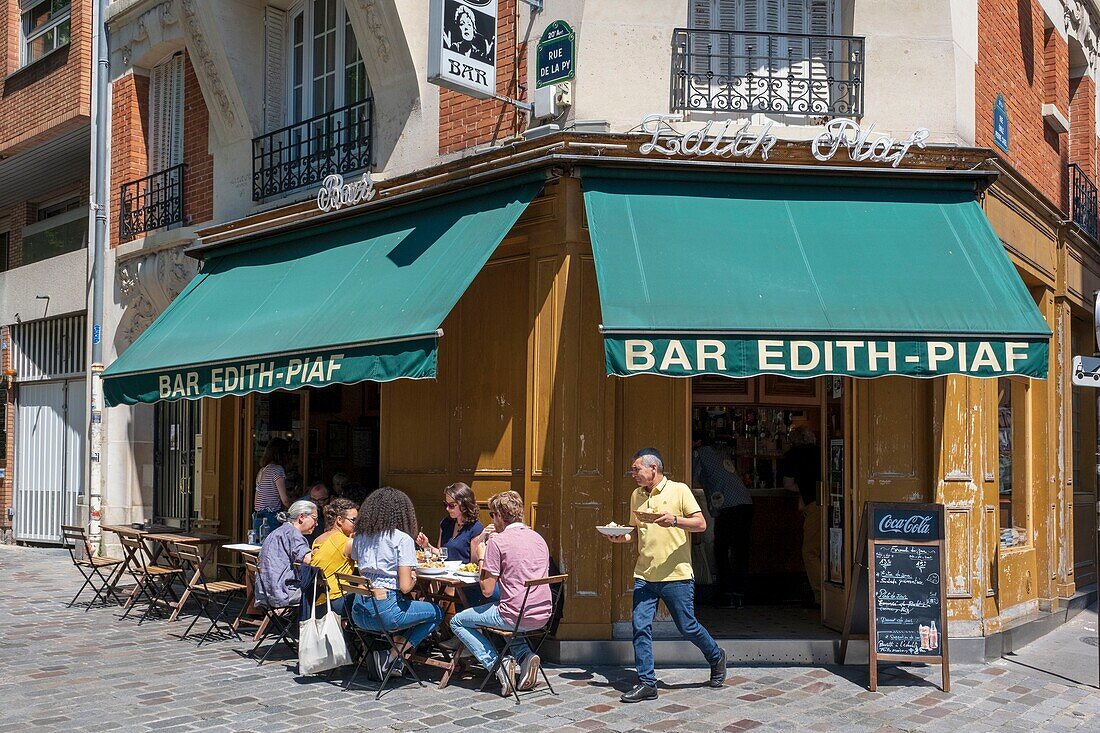 France, Paris, Saint Fargeau district, Edith Piaf square, Edith Piaf bar\n