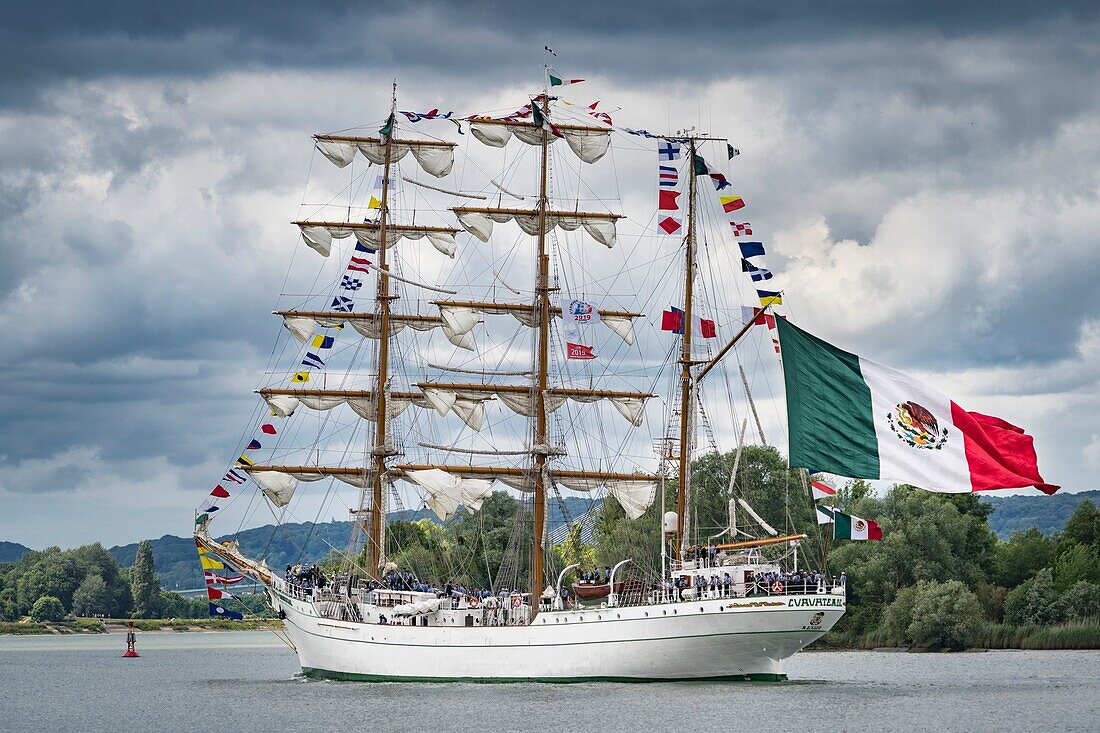 France, Seine Maritime, Rouen Armada, the Armada of Rouen 2019 on the Seine, the Cuauhtémoc, training ship of the Mexican Navy\n