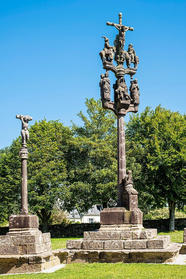 France, Finistere, Plomodiern, Sainte-Marie-du-Ménez-Hom chapel, the calvary (1544)\n