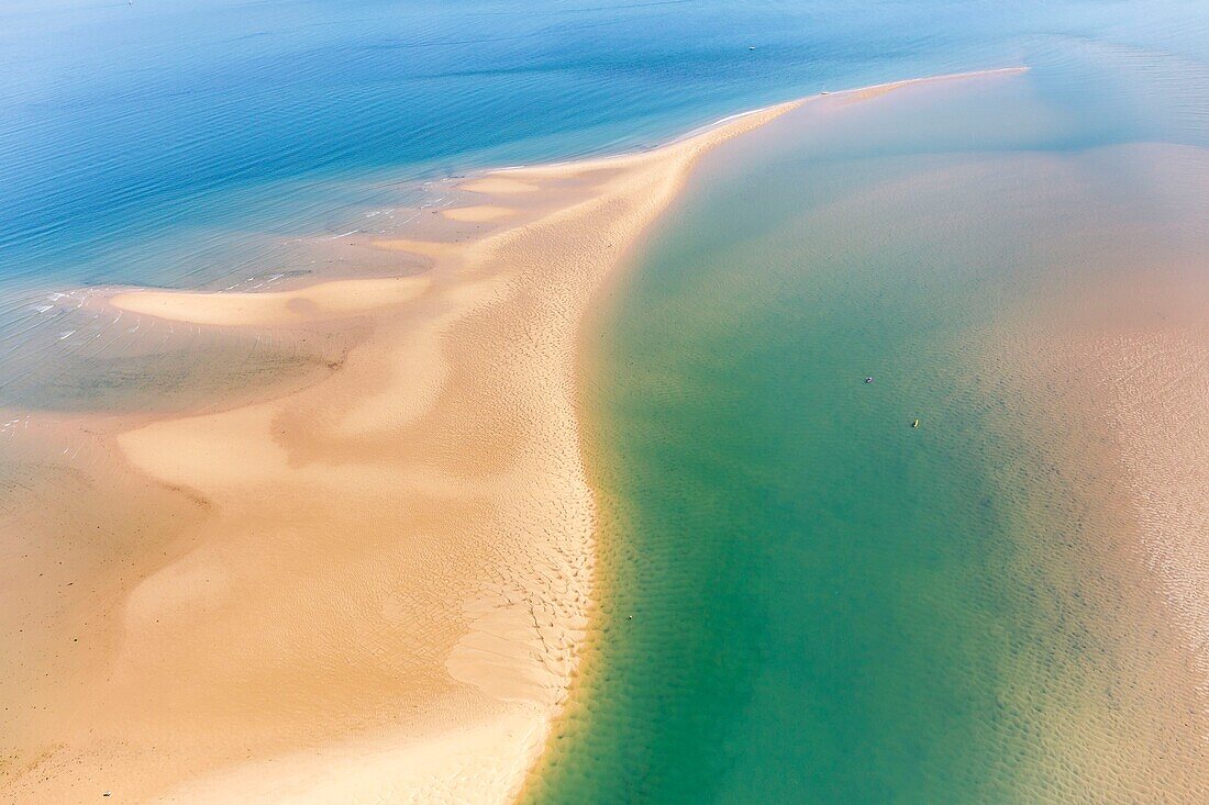 Frankreich, Charente Maritime, Insel Re, Loix, Pointe du Fier, Sandbank le Bucheron (Luftaufnahme)