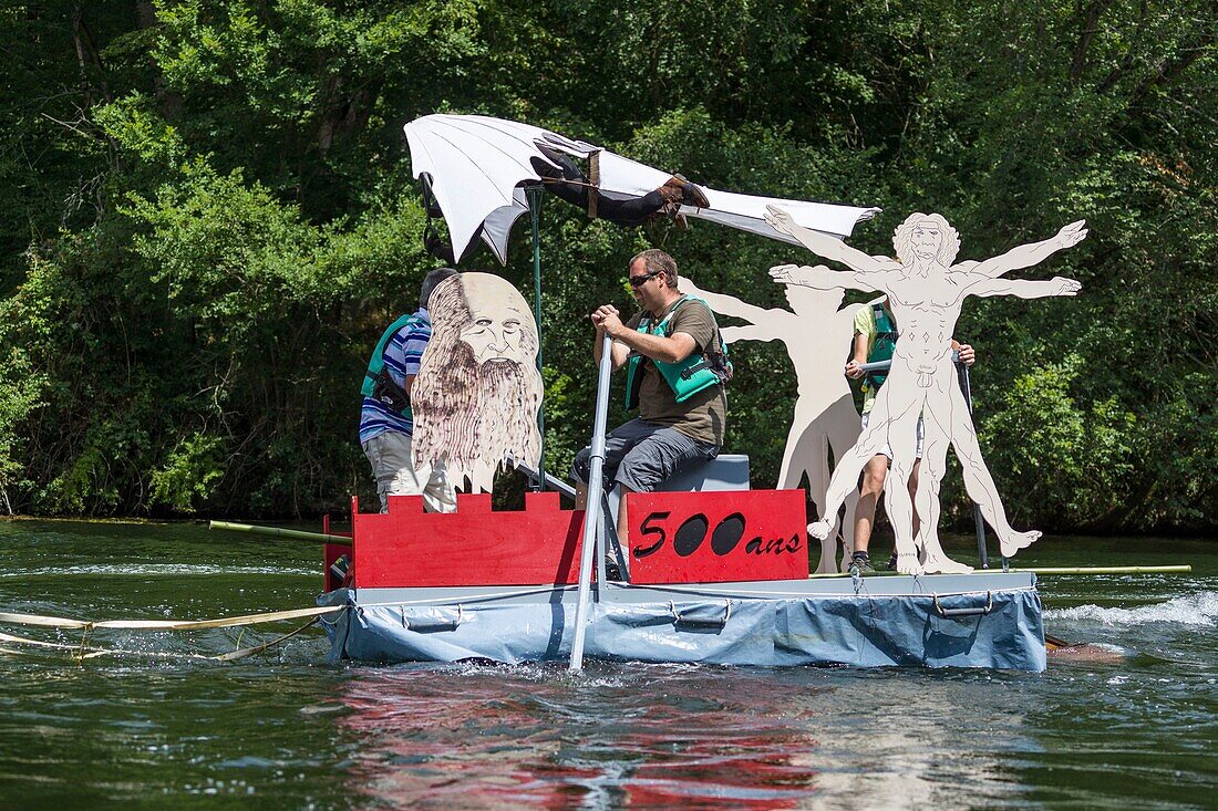 France, Indre et Loire, Cher valley, Jour de Cher, Chenonceaux, river parade, popular event imagined by the Blere - Val de Cher community of communes to highlight the Cher valley and its river heritage\n