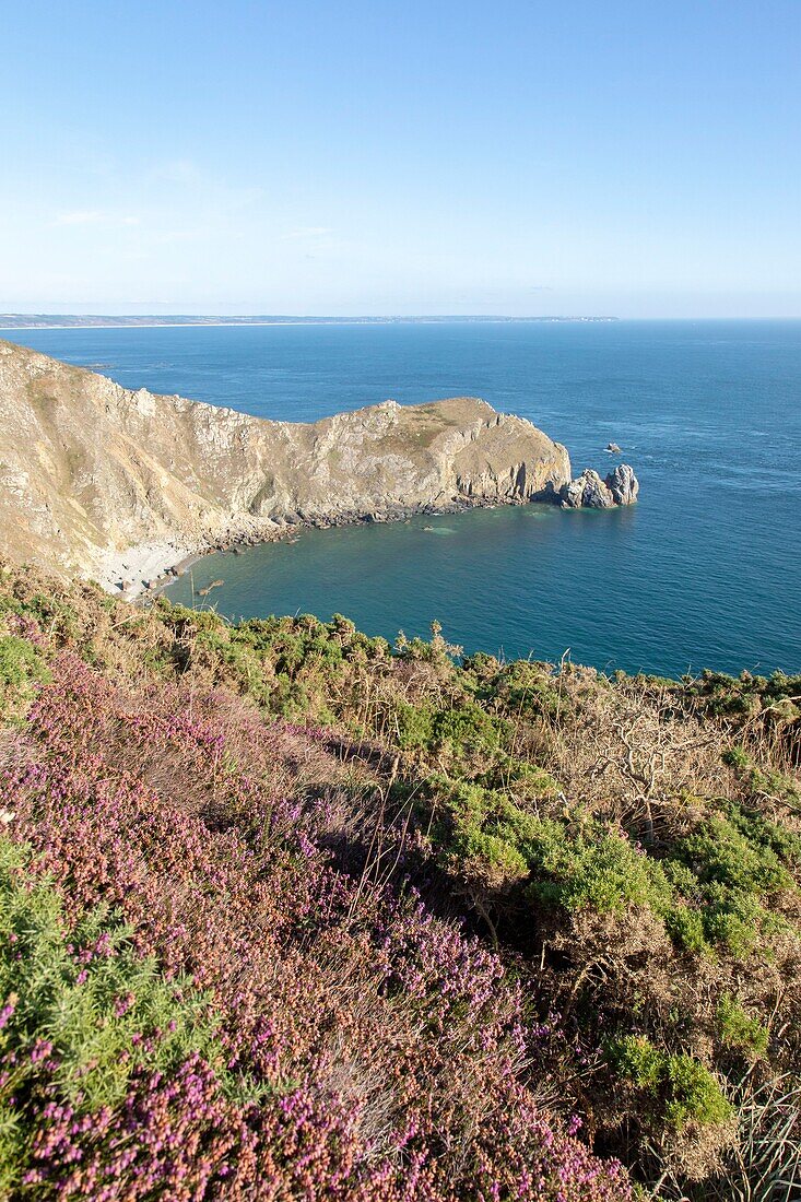 France, Manche, Cotentin, Cap de la Hague, Jobourg, Nez de Jobourg and Anse de Sennival, hiking along the coast\n