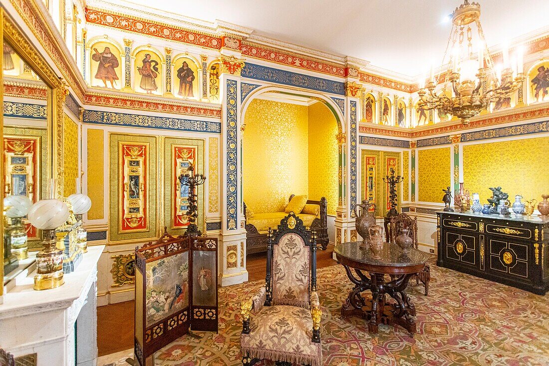 France, Paris, the Museum of Decorative Arts located in Marsan Pavillon of Louvre Palace, bedroom under Louis-Philippe\n