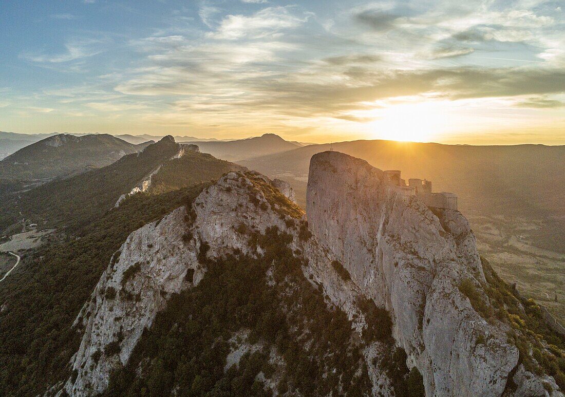 France, Aude, Duilhac sous Peyrepertuse, cathar castle of Peyrepertuse\n