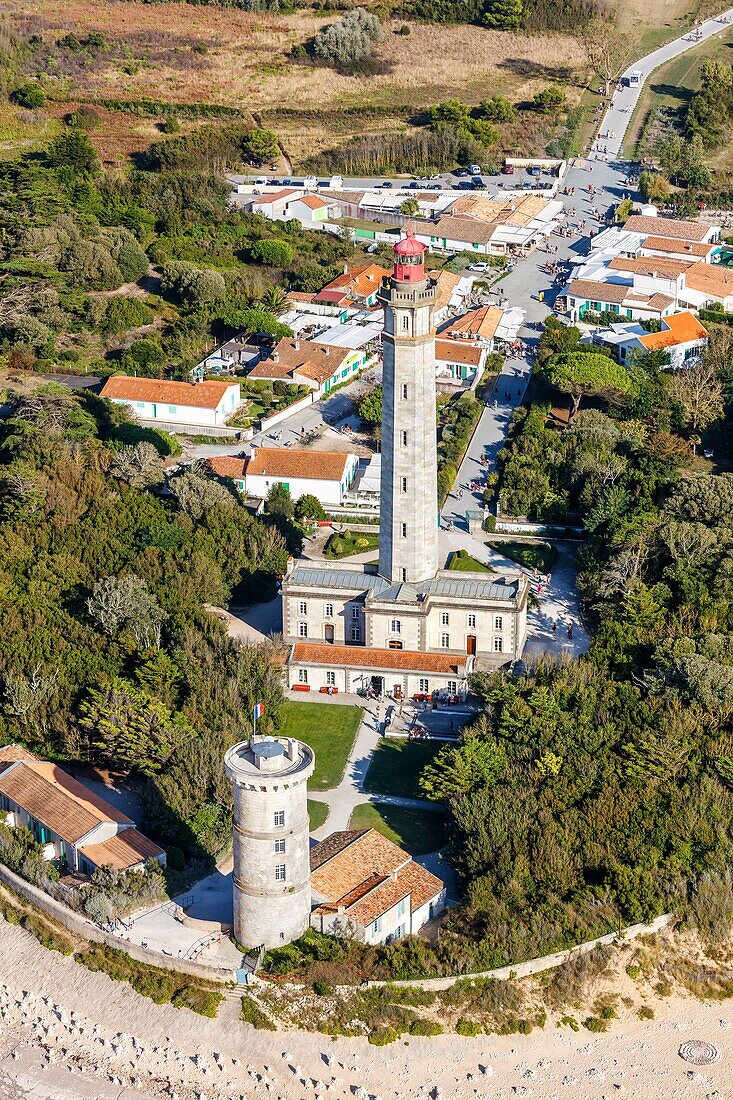 France, Charente Maritime, Saint Clement des Baleines, the Baleines ligthouse (aerial view)\n