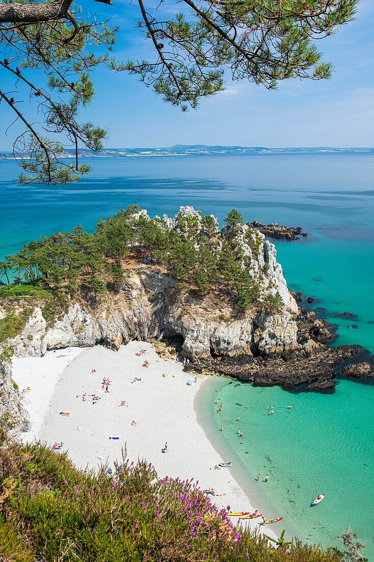 France, Finistere, Armorica Regional Natural Park, Crozon Peninsula, Saint Hernot, creek of Vierge island\n