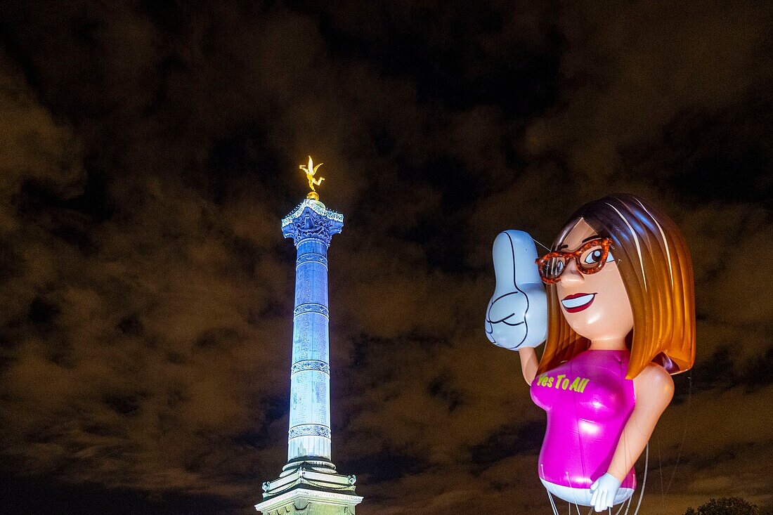 Frankreich, Paris, Place de la Bastille, Nuit Blanche 2019