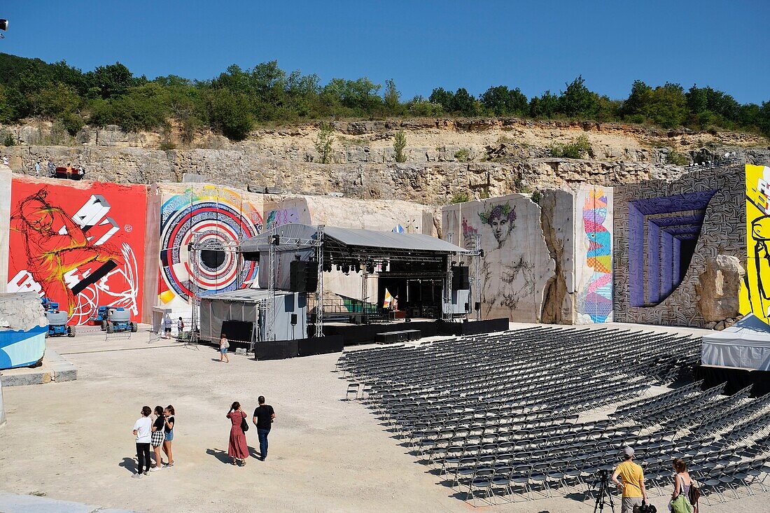 France, Cote d'Or, Villars Fontaine, La Karriere, Street Art on the Roc festival, fresco in a stone quarry of Burgundy\n